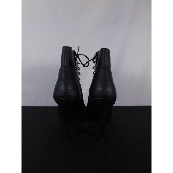 Ashley Stewart Black Lace-Up Peep Toe Booties 11 - High Heel Platform - Excellen - Picture 3 of 7